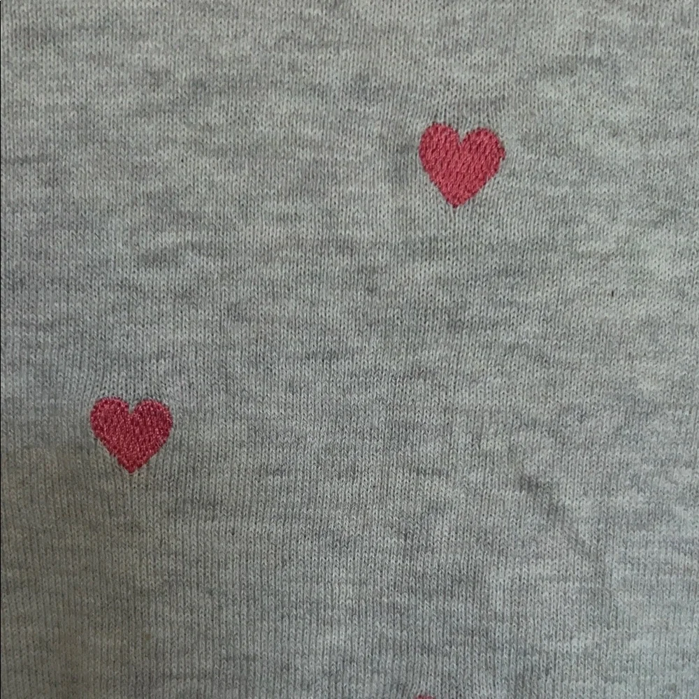NWT J. Crew Heather Gray Tee with Red Heart Accents